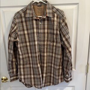Nautica Brown Plaid Button-Up Shirt